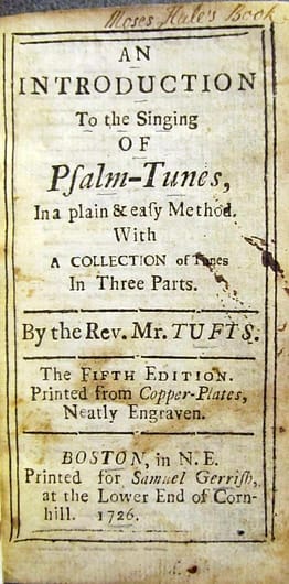 1726-Reverend John Tufts Psalm Tunes