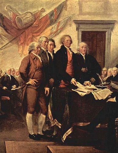 Declaration of Independence presentation 1776 - The Committee-of-Five presenting the drafted Declaration of Independence
to the Continental Congress