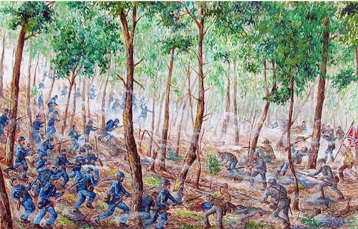 1863-Little Round Top - Union's Fighting 20th Maine charging the Confederate Texas Brigade 1863-Little Round Top - Union's Fighting 20th Maine charging the Confederate Texas Brigade