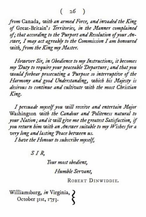 1753-Governor Dinwiddie's Letter to the French 