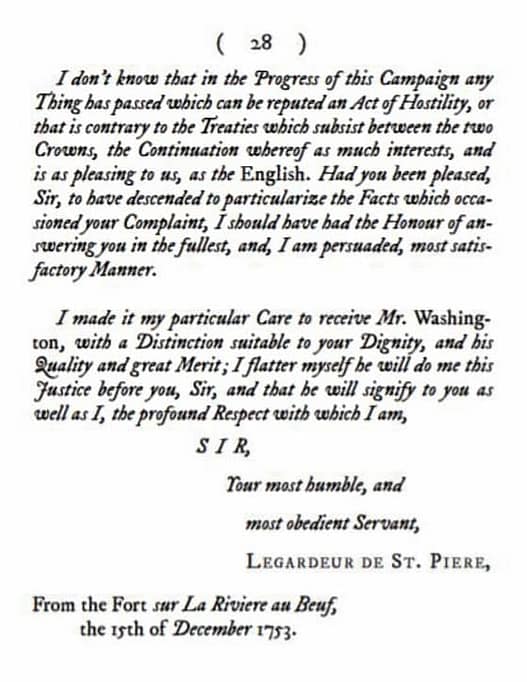 1753-French reply to the British- Virginia Governor Dinwiddie