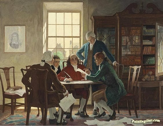 1776 Declaration of Independence draft 1776 - Committee of Five drafting the Declaration of Independence