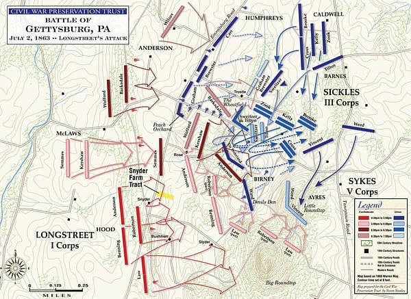 July 2 Gettysburg Battle Map July 2 -Battle of Gettysburg Map