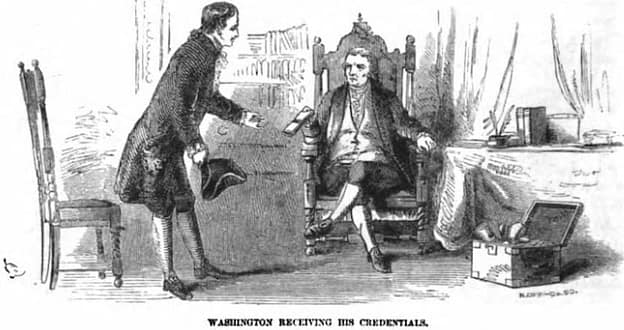 1753-George Washington receiving credentials from Virginia Governor Dinwiddie