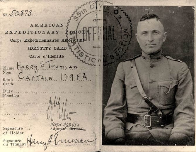 WWI-Harry S Truman-Identity Card | Armistice Day-1918-The Eleventh Hour