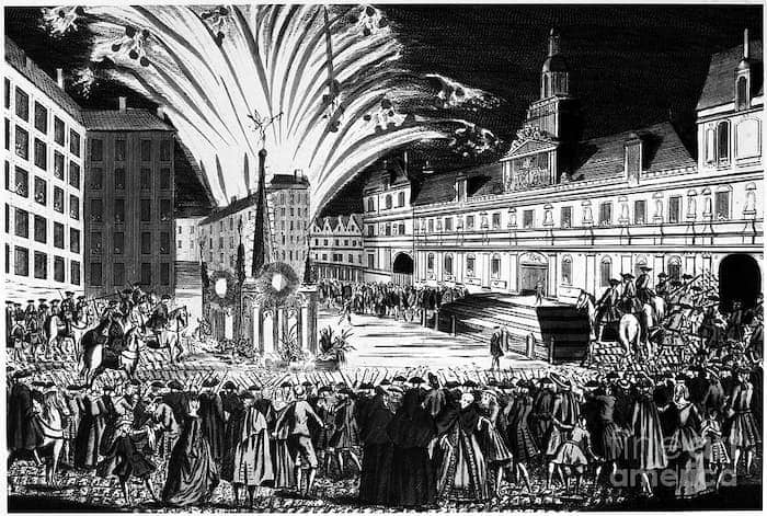 Treaty of Paris Fireworks-1763-Hotel de Ville, Paris | Granger
