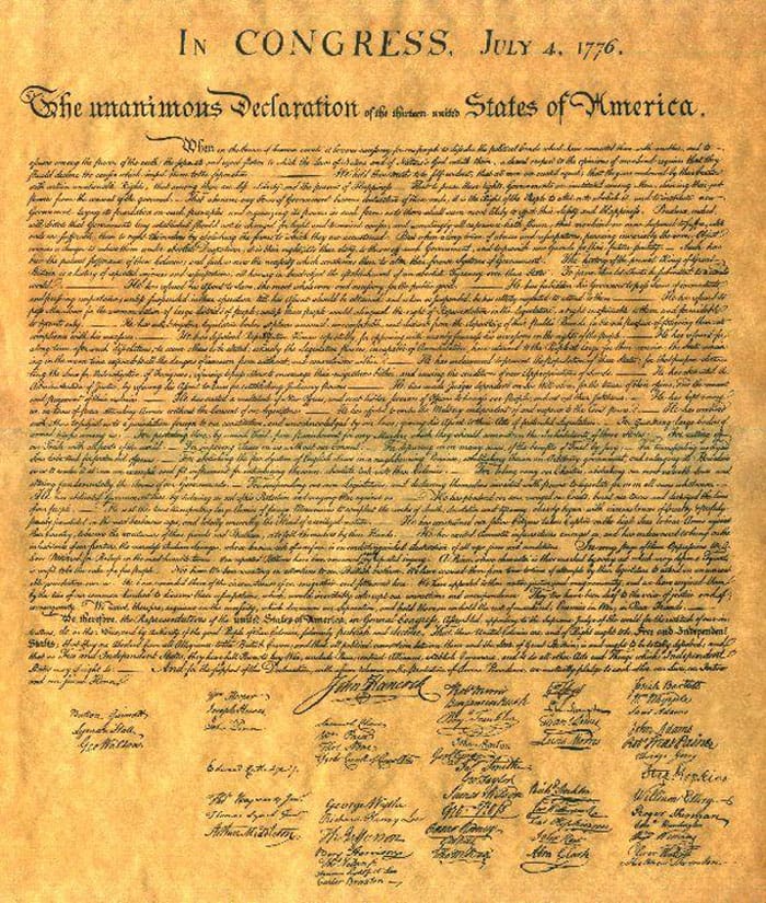 Signed Declaration of Independence 1776 1776