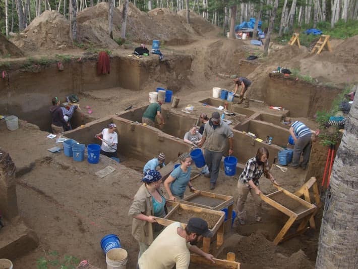 Prehistoric human arrival to North America - archaeological excavations in Upward Sun River, Alaska