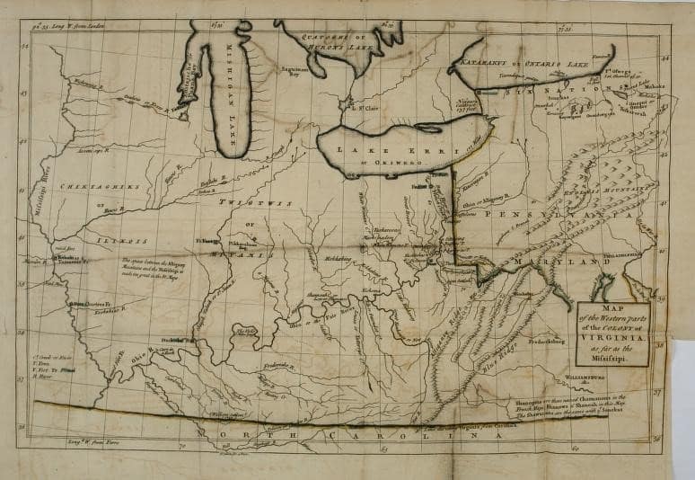 1753 - Map of the Ohio River Valley - George Washington's Journal - Tanaghrisson the Half-King